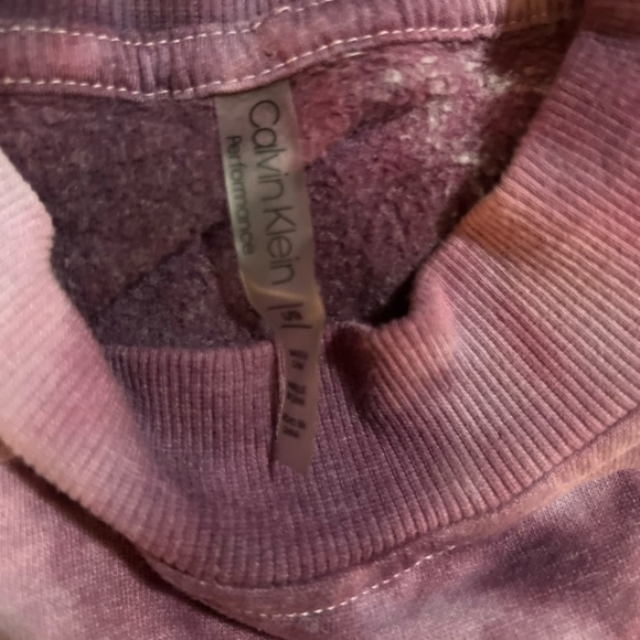 CALVIN Klein Performance Tie-Dye Cropped Sweatshirt purple, pink, and white - Picture 5 of 8